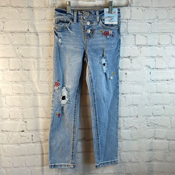 Cat & Jack Girls Embellished jeans, size 5, Girlfriend Super Stretch Jeans - Picture 1 of 10